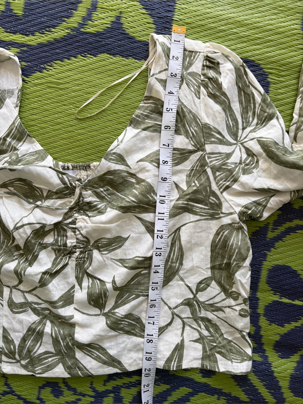 Reitmans Linen-Blend Midi Skirt Set Green Leaf Pattern High Side Slit Size XXL - Picture 16 of 16